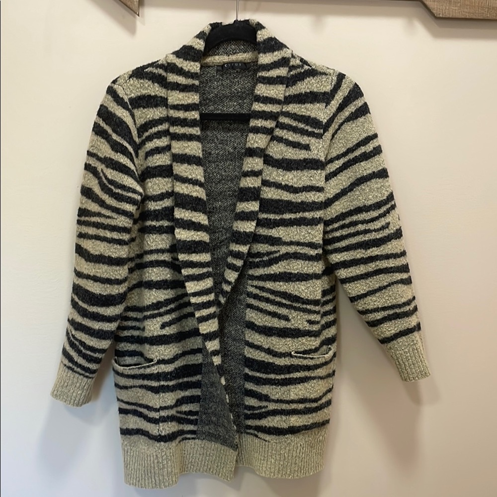 Cyrus Cozy Black and Cream Zebra Cardigan